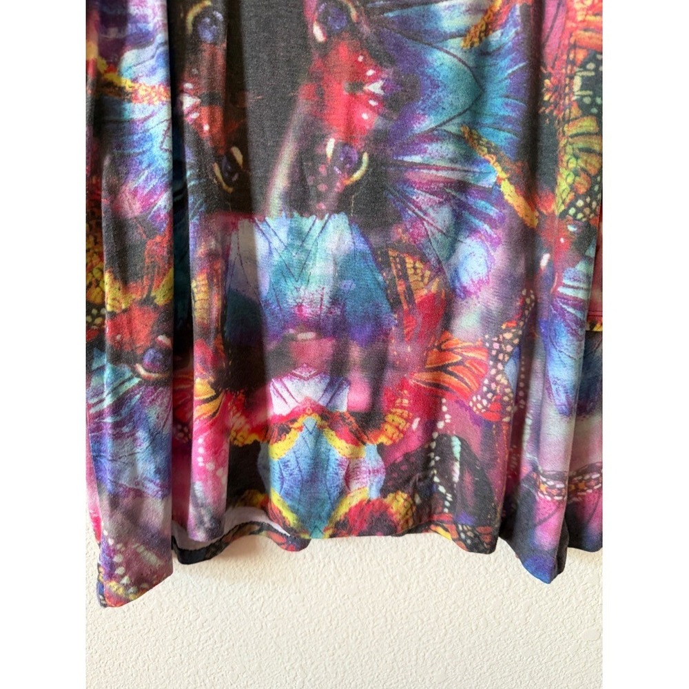Pyramid Collection Womens Butterfly Print Tunic Top Multicolor Long Sleeve L - Picture 6 of 15